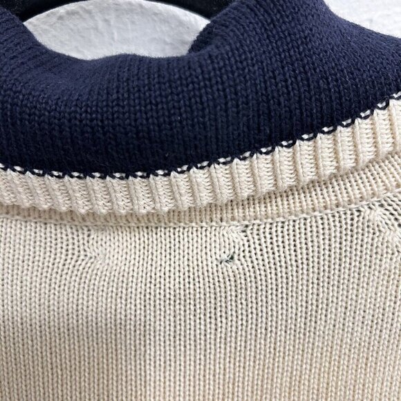 LRL Ralph Lauren Jeans Women's L CreamHalf Zip Knit Foldover Sweater Pullover - Picture 8 of 11